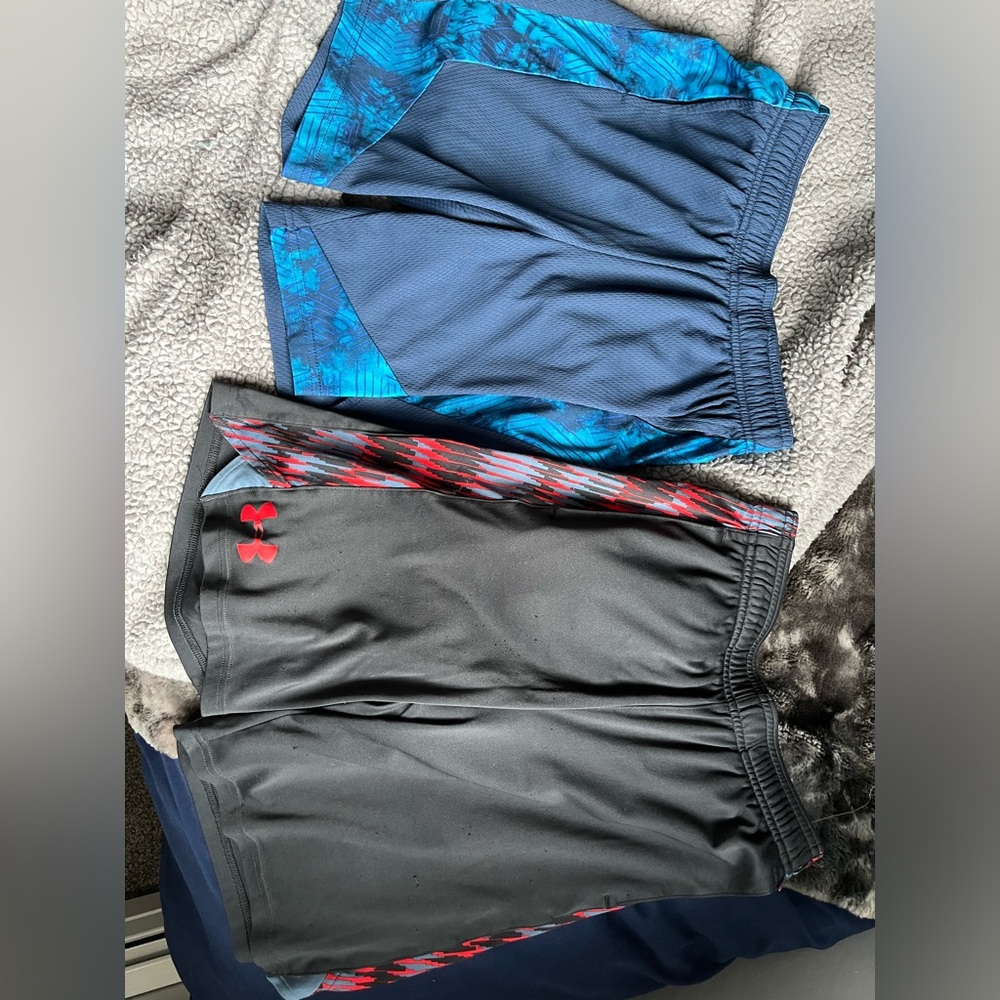 2 Pair Lot Boys Basketball Shorts All in Motion and Under Armor